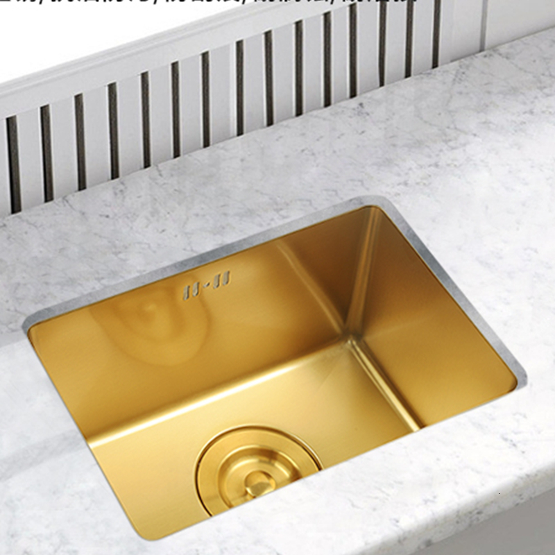 

2021 New 50x45cm Gold Sinks 304 Stainless Steel Joint Brushed Kitchen Sink Undermount Holder Dual Mixer Water Faucets 5a8t