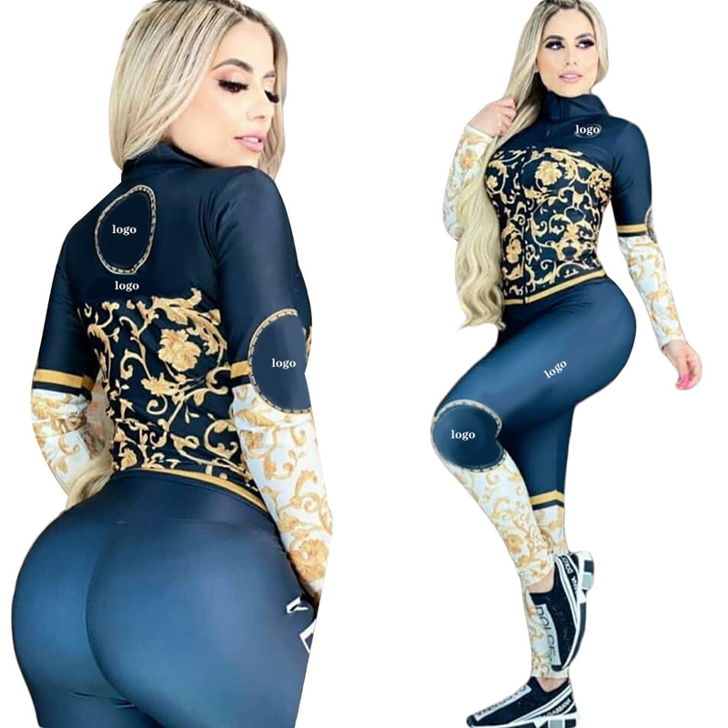 Free Ship 2021 Women Fashion Gold Print Slim Zipper Jacket and Pants Two Piece Set Ladies Tracksuits Sporty Outfits, White
Free Ship 2021 Women Fashion Gold Print Slim Zipper Jacket and Pants Two Piece Set Ladies Tracksuits Sporty Outfits, White