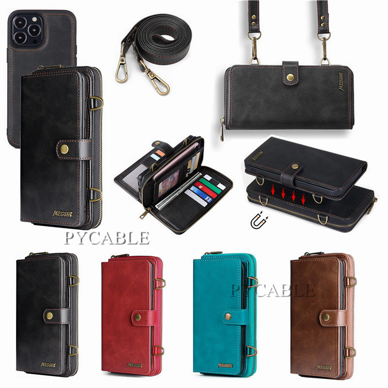 3 in 1 Multifunctional Split Magnetic Zipper Wallet Leather Phone Cases for iPhone 13 12 XS XR X 6 7 8 Plus 12 Mini 11 Pro Max With Strap Lanyard, Black
3 in 1 Multifunctional Split Magnetic Zipper Wallet Leather Phone Cases for iPhone 13 12 XS XR X 6 7 8 Plus 12 Mini 11 Pro Max With Strap Lanyard, Black