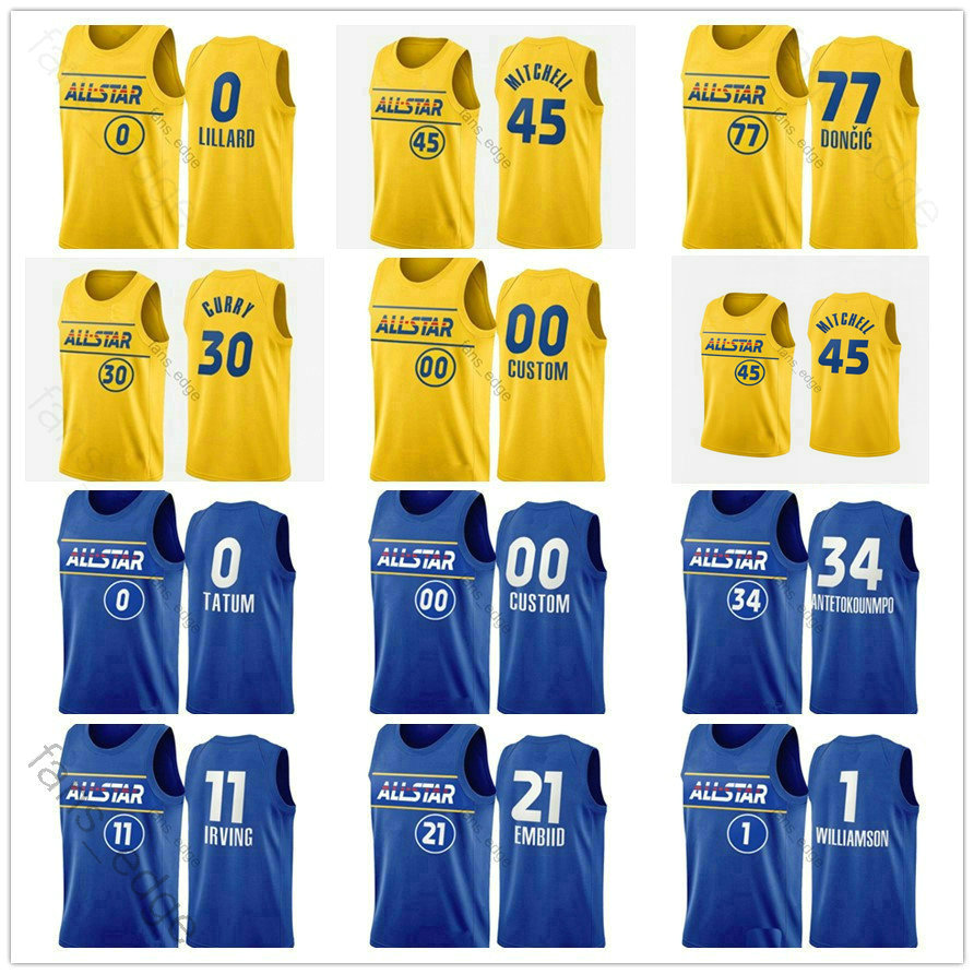 2021 All-Star Team Durant Basketball Kyrie Kevin Joel Irving Kawhi Embiid Bradley Leonard Jayson Beal Tatum Men Women Youth Printed Jerseys