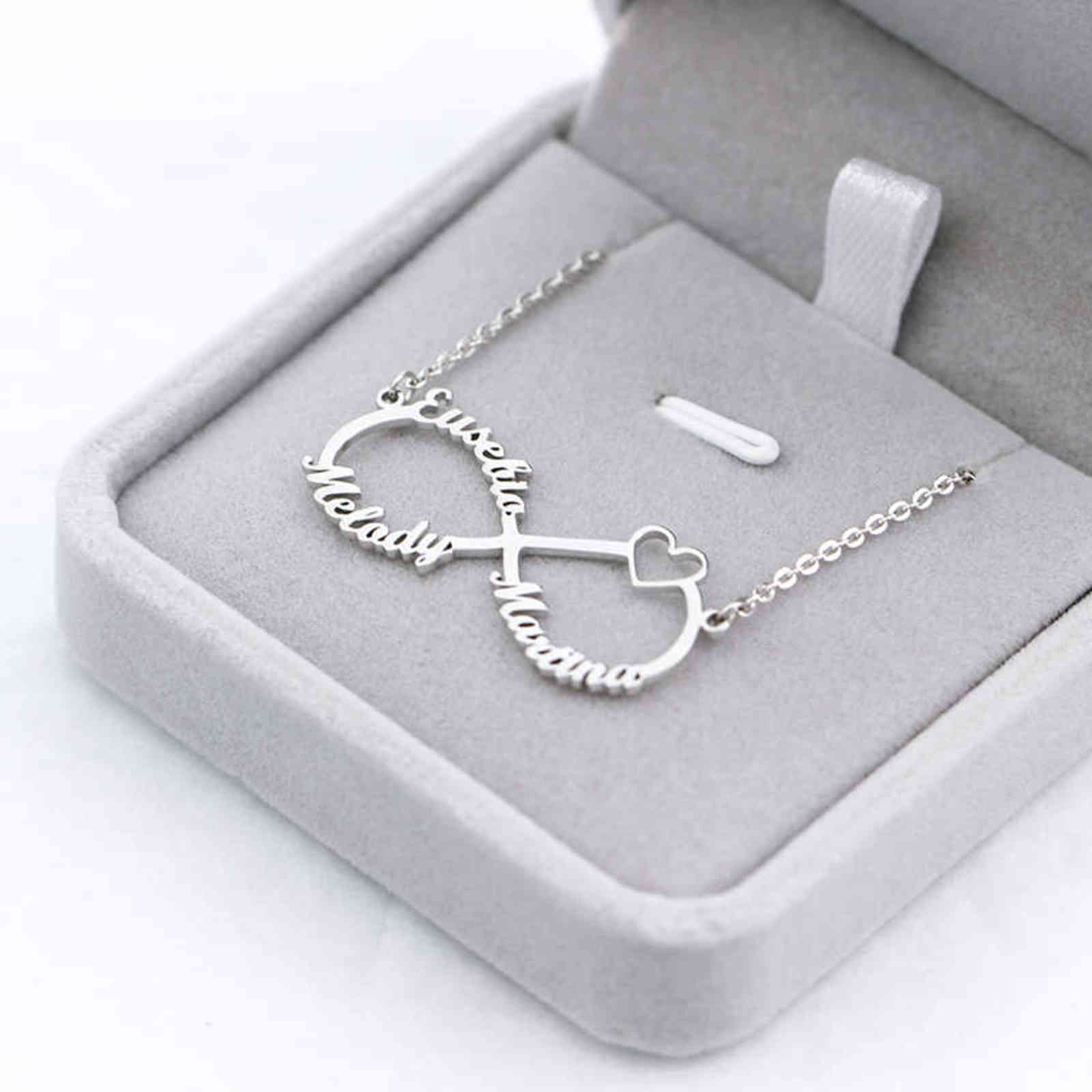 Stainless Steel Custom Name Necklace Personalized Rose Gold Silver Infinity Pendant Friendship Necklace Jewelry Friend Gift 211123