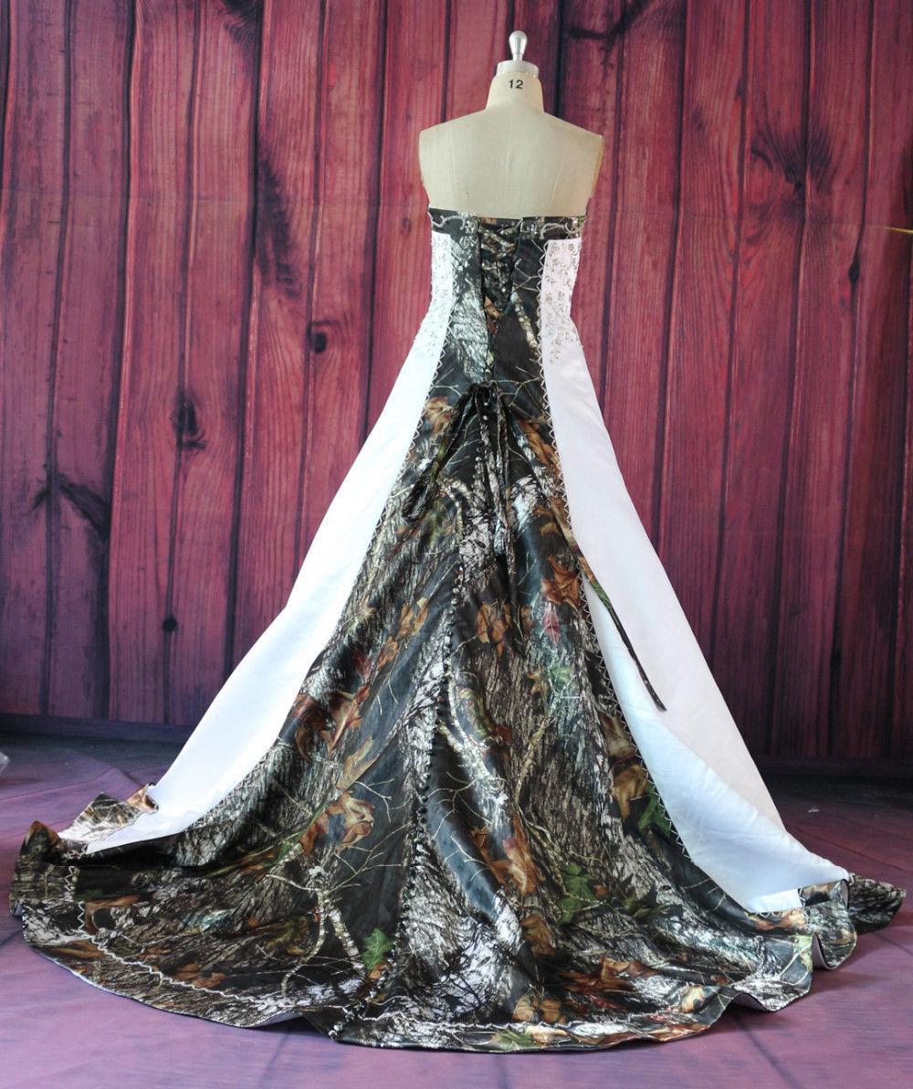 Camo White Wedding Dresses Gown Sparking A Line Embroidery Back CORSET Garden Fashion Vestidos De Noiva