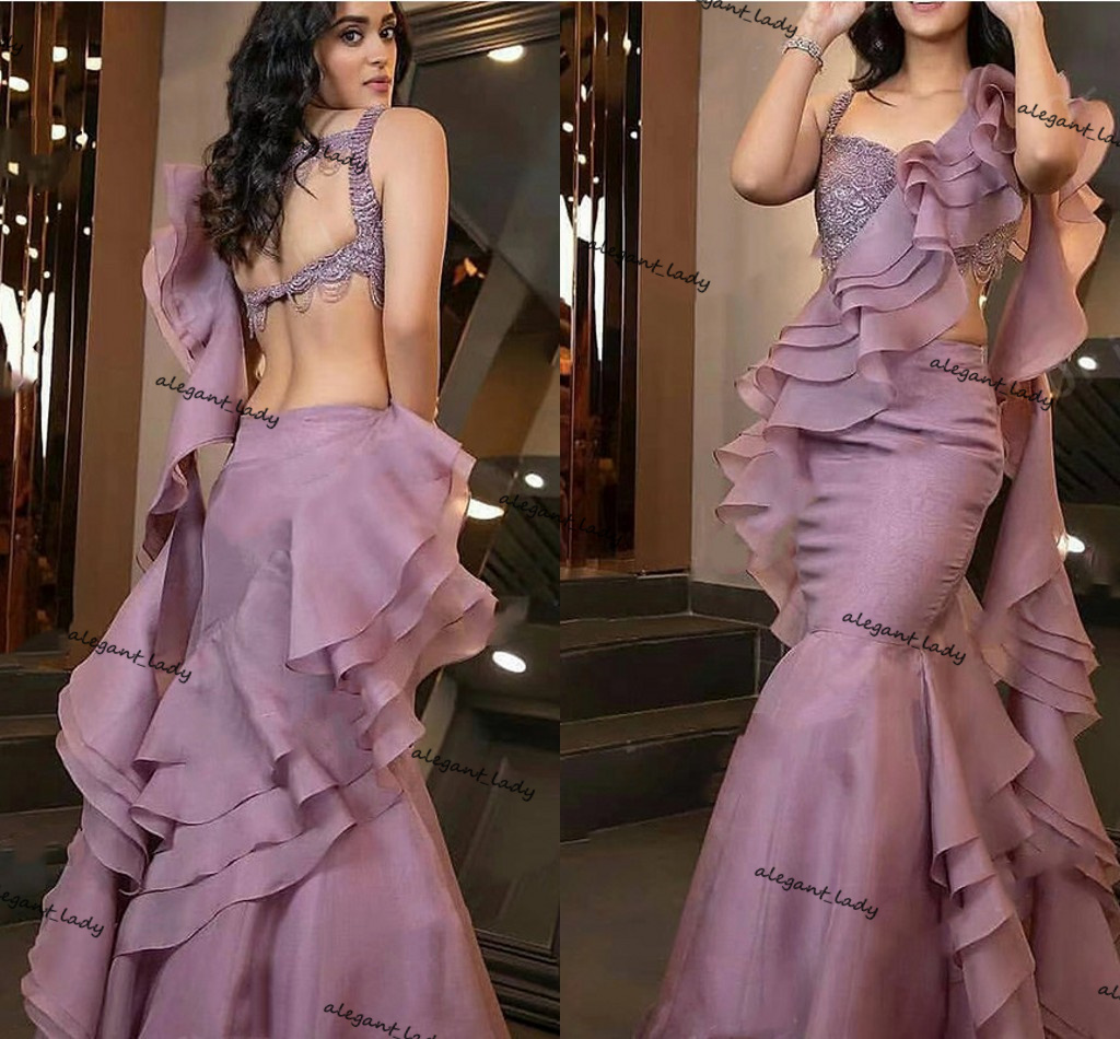 Lavender Ruffles Chiffon Gradient Evening Gowns for Women Prom Party Dress Mermaid Engagement Prom Dresses abendkleider