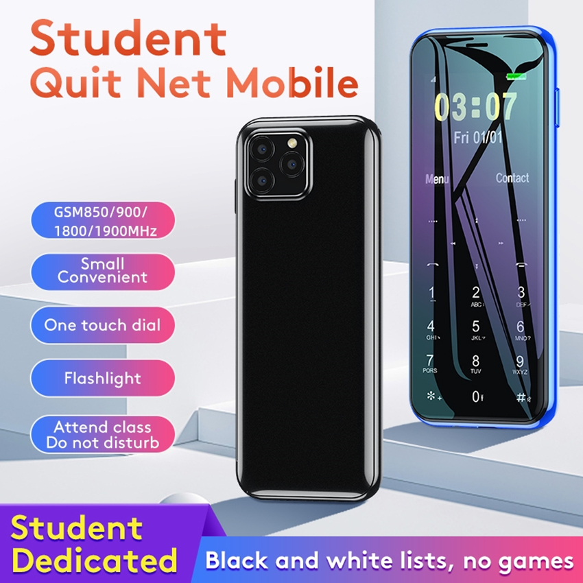 Unlocked Ultra-thin Small Cell phones Supper Mini Dual Sim Card Portable Student Mobile Phone Quit Internet Addiction Backup Phones Camera Touch Keybo