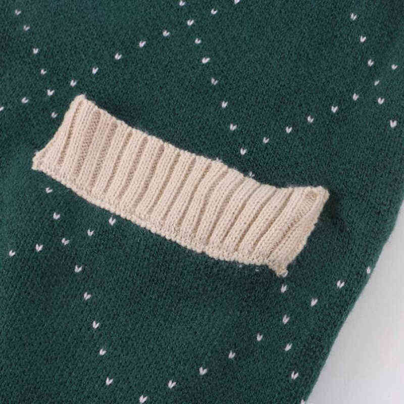 Wixra Women Single Breasted Argyle Long Sleeve Cardigan Autumn Winter Stylish Green Knitwear Pockets Sweater 211123wtt