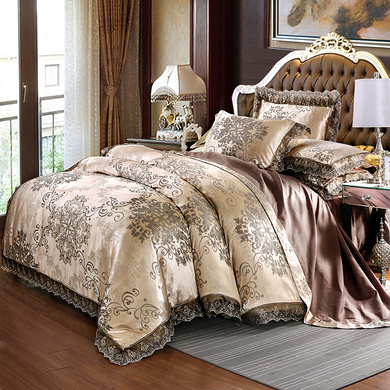 Gold silver coffee jacquard luxury bedding set king size stain bedclothes Bed Skirt 4pcs cotton silk lace duvet cover sets bedsheet pillowcases home textile, Flat sheet design
Gold silver coffee jacquard luxury bedding set king size stain bedclothes Bed Skirt 4pcs cotton silk lace duvet cover sets bedsheet pillowcases home textile, Flat sheet design