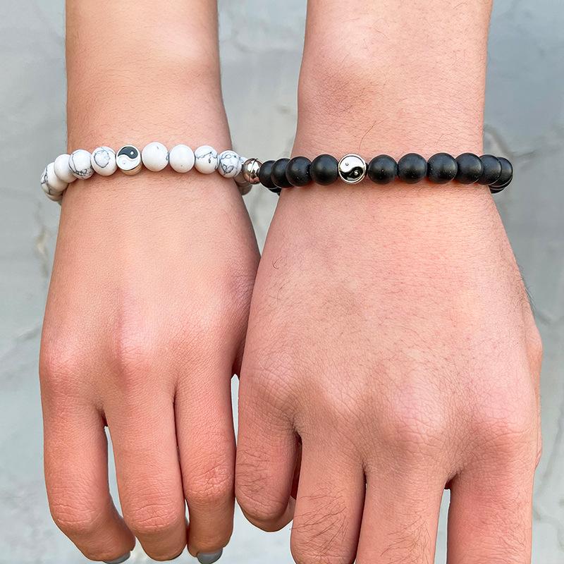 Charm Bracelets Trendy Personality Tai Chi Yin Yang Beaded Black Frosted White Turquoise Stone Lovers Magnet Attraction Beads Bracelet
Charm Bracelets Trendy Personality Tai Chi Yin Yang Beaded Black Frosted White Turquoise Stone Lovers Magnet Attraction Beads Bracelet
