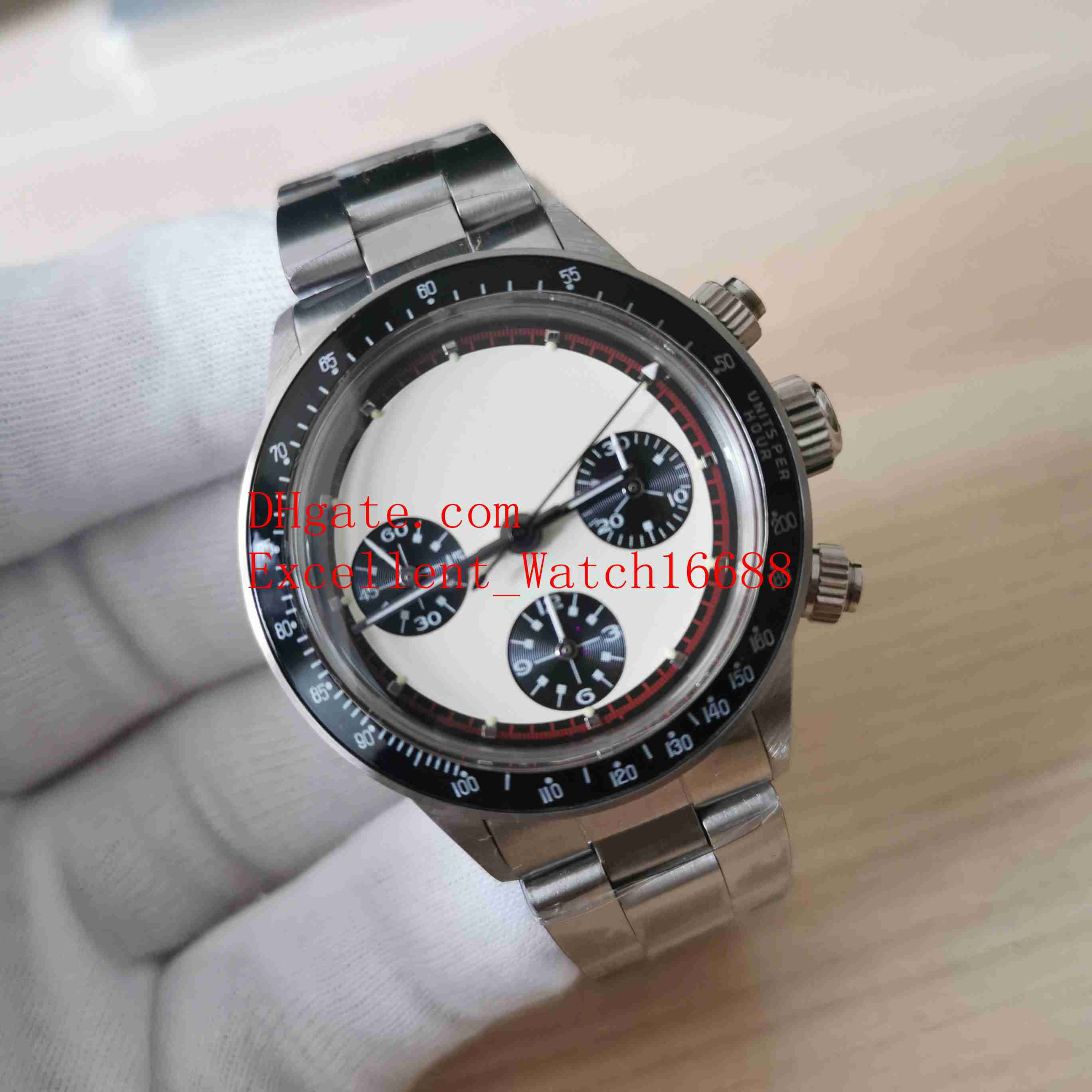 Vintage Wristwatches 37 mm Paul Newman 6263 Stainless Steel Chronograph 7750 Movement Mechanical Hand-winding Mens Watch Watches, White