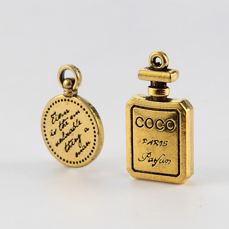 Vintage Metal Perfume Bottle Diy Charms for Necklace Bracelet Classic NO5 Jewelry Making Accessories Components High Quality