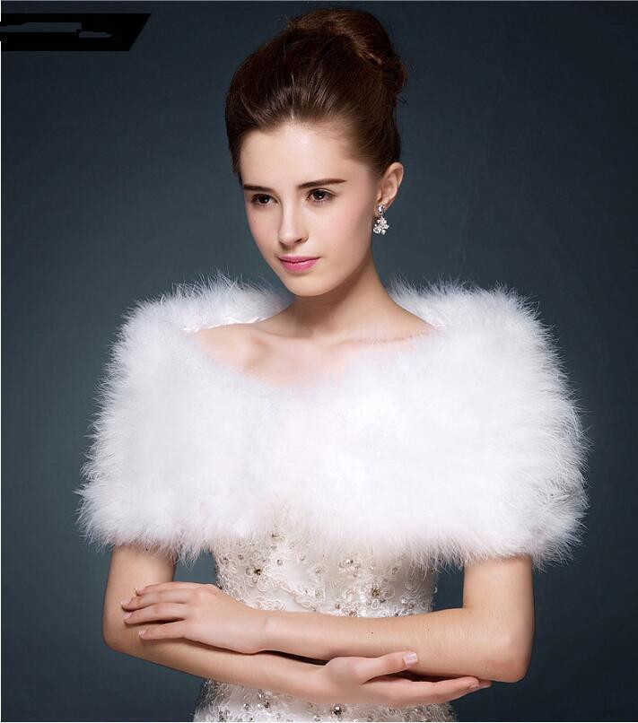Wedding fur cape Luxurious ostrich feathers camel Fur Boleros wedding bride White ivory shrug bridal party shawls bolero X0722