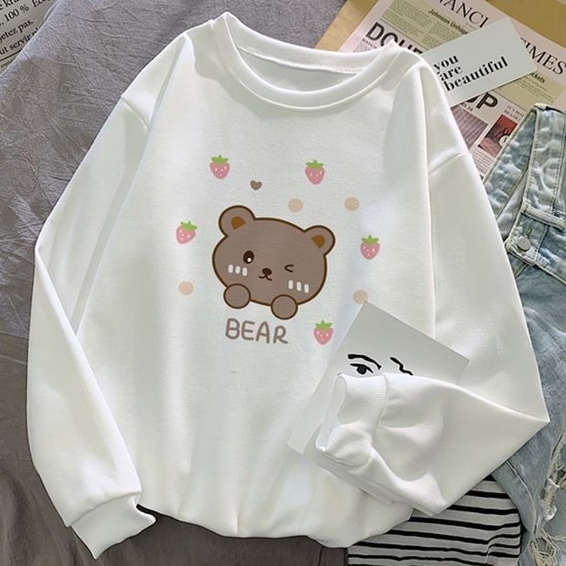 Japanese Cute Crewneck Sweatshirt Women Cute Kawaii Bear Print Sweatshirt Women 2021 Spring Fashion Long Sleeve Top Anime, Black
Japanese Cute Crewneck Sweatshirt Women Cute Kawaii Bear Print Sweatshirt Women 2021 Spring Fashion Long Sleeve Top Anime, Black