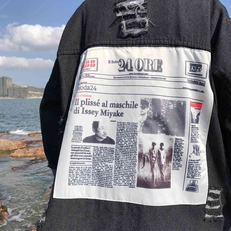 NiceMix Spring Denim Coat Women Long Sleeve Plus Size Printed Jean Jacket Hole Boyfriend Style Streetwear Jackets Overcoat T200113