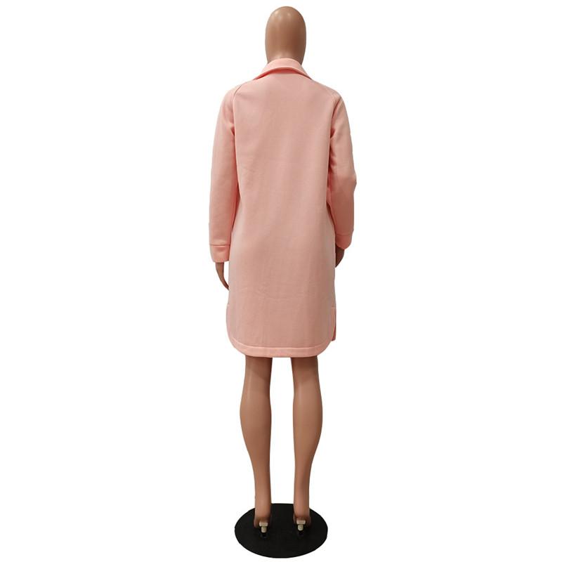 2021 Trendy Women Woolen Coat Turn Down Collar Single Breasted Pockets Long Sleeve Mid Length Trench Jacket Cardigans