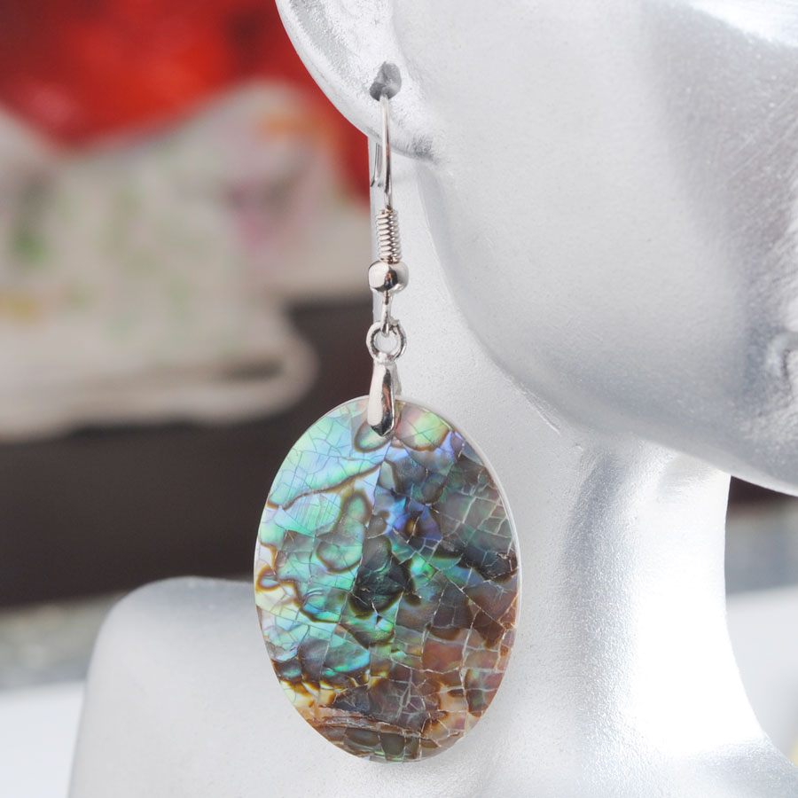 WOJIAER Natural Abalone Shell Dangle Earrings Flat Paua Shells Geometric Earring Jewelry Women Accessories Gifts BV901