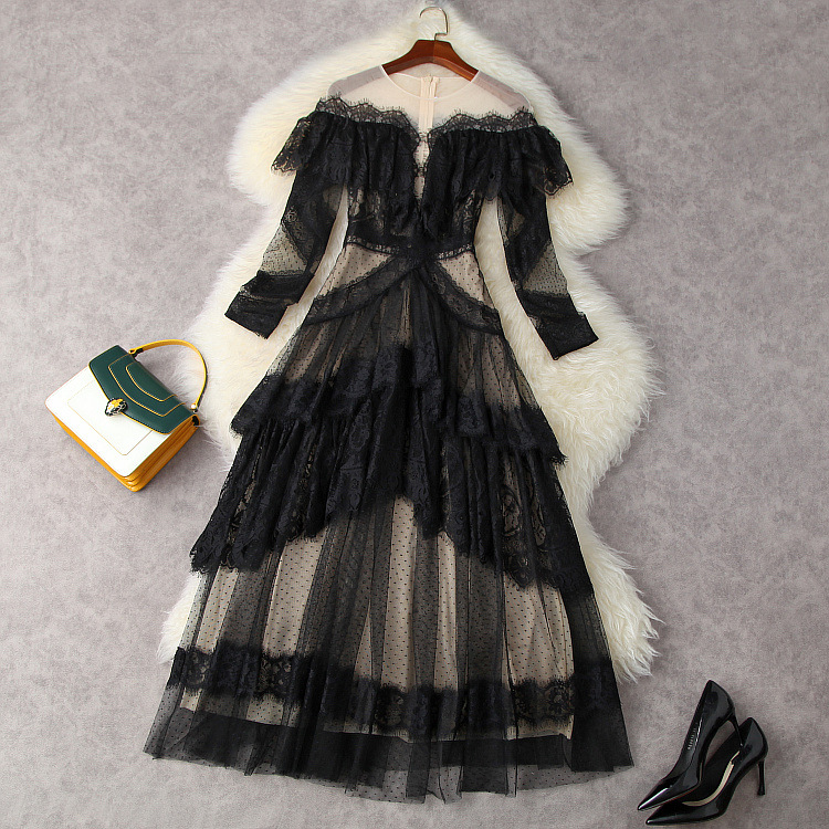 Europe and the United States women' clothing New Summer 2021 7 minutes of sleeve Fashion polka dot splicing lace mesh dress, Black
Europe and the United States women' clothing New Summer 2021 7 minutes of sleeve Fashion polka dot splicing lace mesh dress, Black
