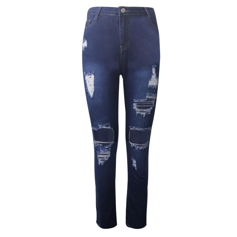 High Waist Ripped Jeans For Women Vintage Flare With Holes Bottom Jean Denim Slim Pants Trousers