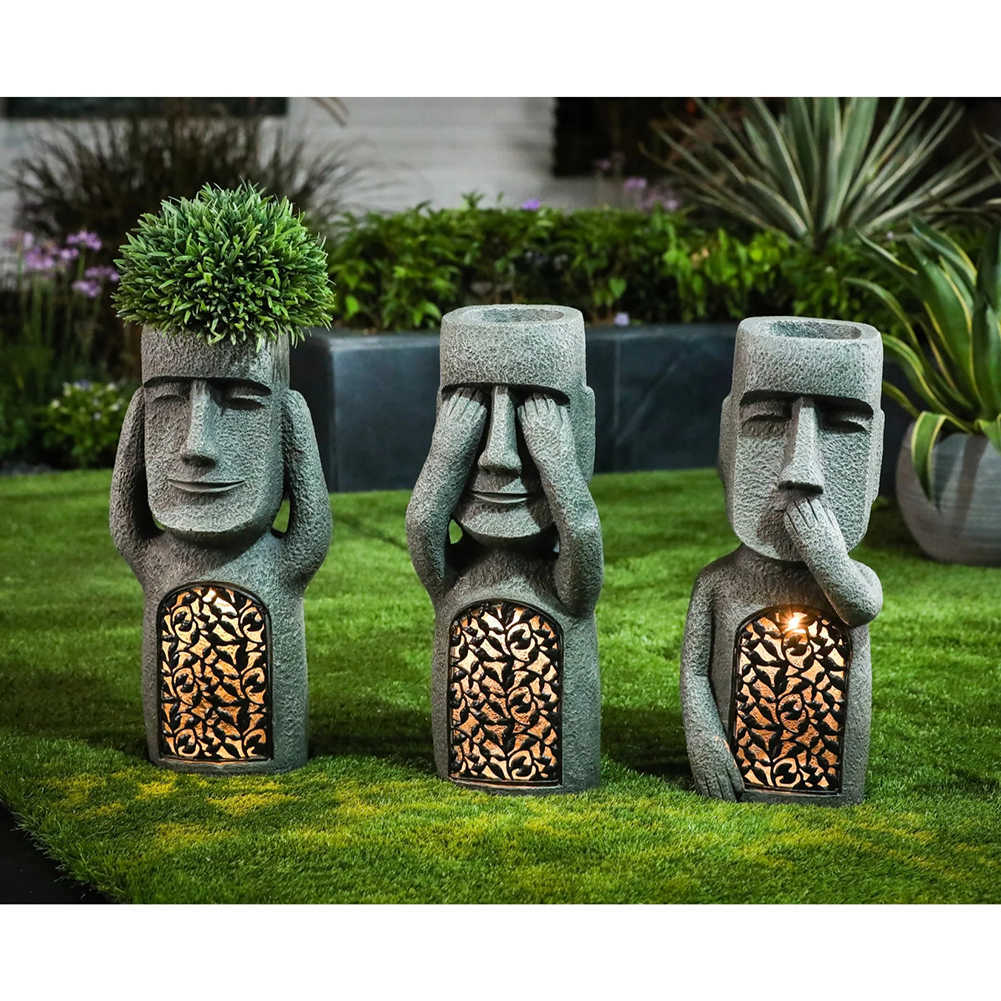 See Hear Speak No Evil Garden Easter Island Statues Creative Garden Resin Sculpture Outdoor Decoration Q0811
See Hear Speak No Evil Garden Easter Island Statues Creative Garden Resin Sculpture Outdoor Decoration Q0811