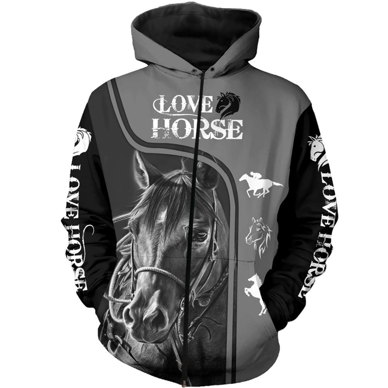 Love Horse Pattern Beautiful 3D Printed Men Hoodies/sweatshirts Harajuku Fashion Hooded Autumn streetwear sudadera hombre 201104