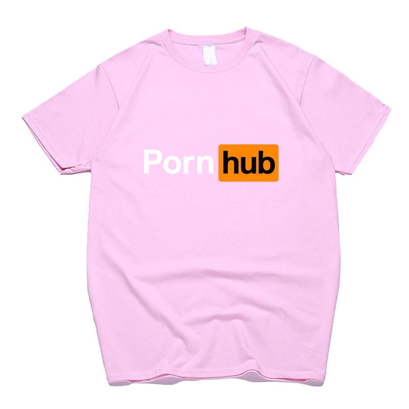 Men's T-Shirts Porn--hub Letter T-shirt Pure 100% Cotton Classic Short Sleeve Casual Streetwear Hip Hop Clothes ,Drop Ship