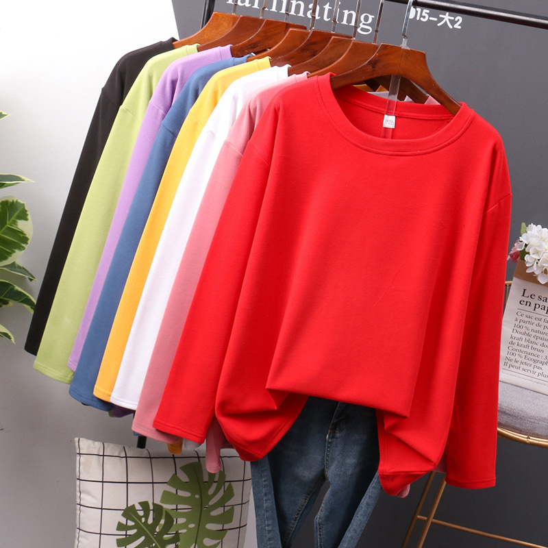 NEEDBO T shirt Women 100% Cotton Long Sleeve 4XL Oversize Sexy Casual t-shirt Women Korea Loose Full Tee Shirt Femme Tops 210310