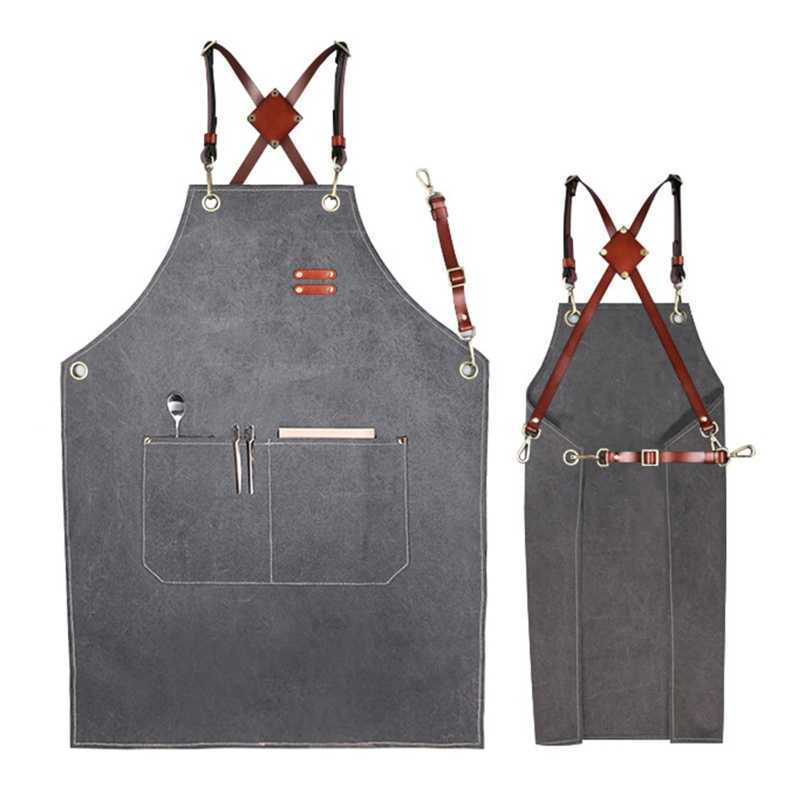 Utility Work Apron Canvas Workshop Tool with Adjustable Straps for B Drop 210629
