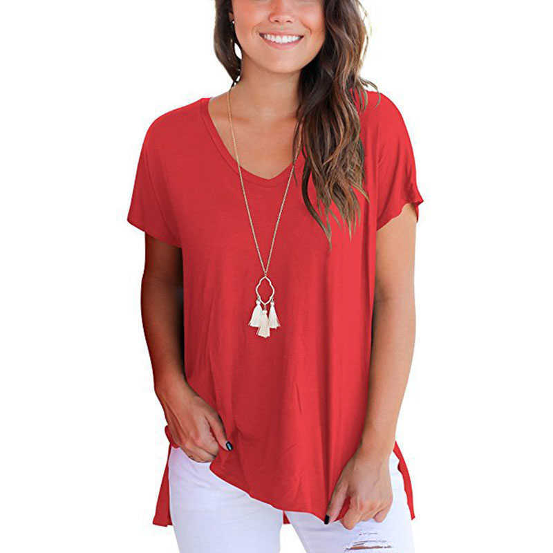 Summer Plus Size Loose Short Sleeve T Shirt Ladies Casual V Neck Hem Split Tops Women Loose Tee T-shirt 210608, Army green
Summer Plus Size Loose Short Sleeve T Shirt Ladies Casual V Neck Hem Split Tops Women Loose Tee T-shirt 210608, Army green