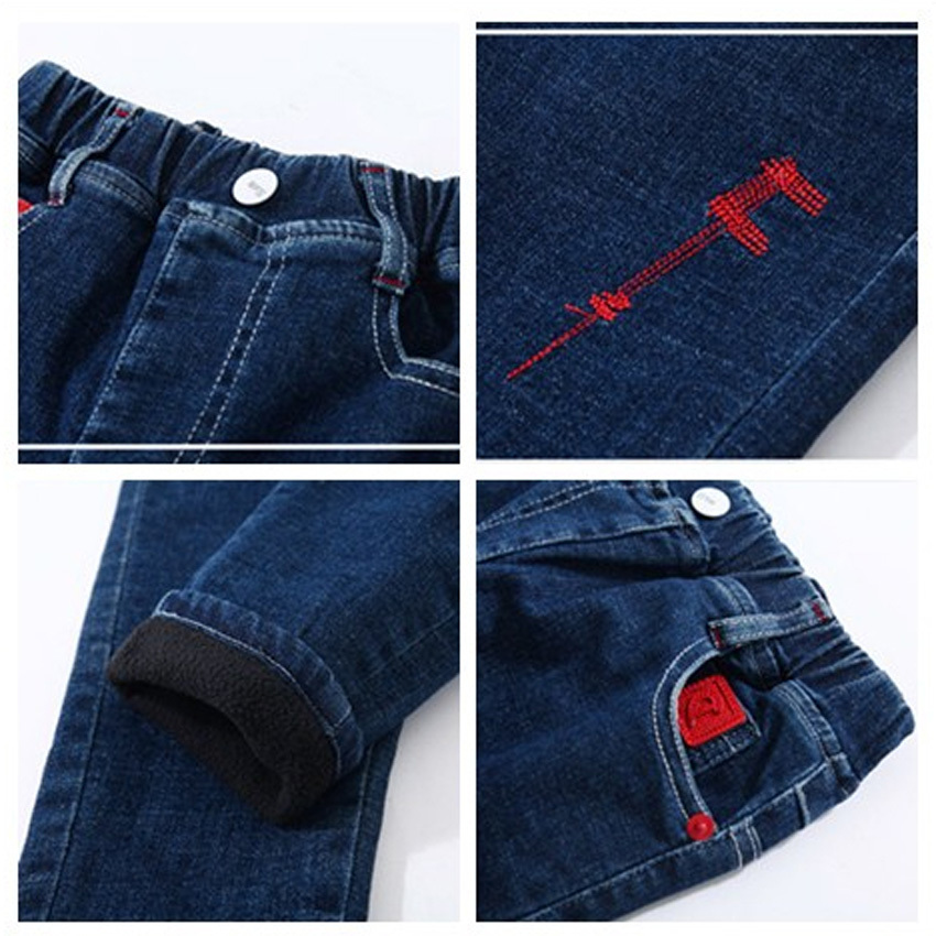 Benemaker Children Jeans Fleece Winter Jean Pants For Boy Girl Denim Warm Clothing Baby Kids Pants Casual Thicken Trousers JH143 210303