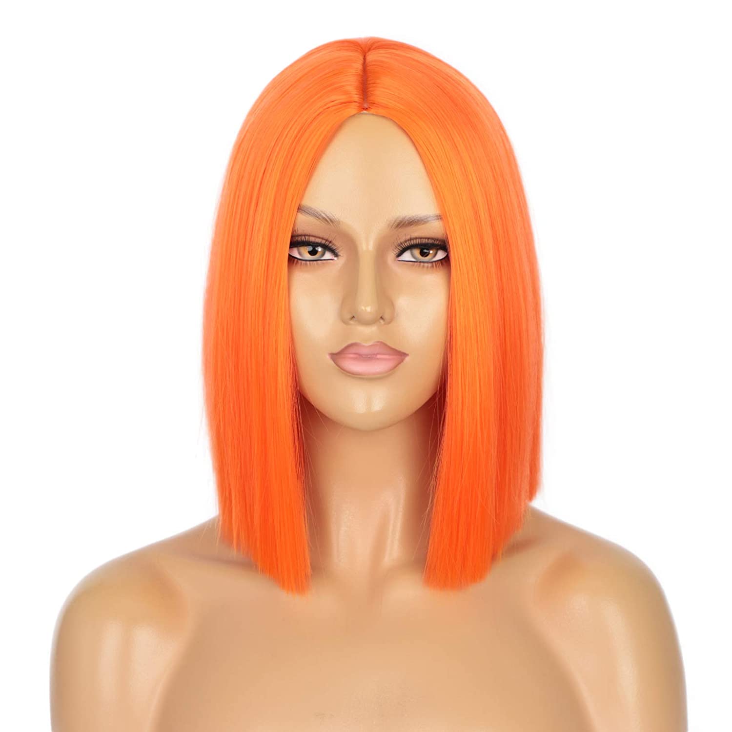 Short Blue Synthetic Straight Bob Cut Wig Middle Part Shoulder Length Fashion Bob Wigs for Women Cosplay Hair