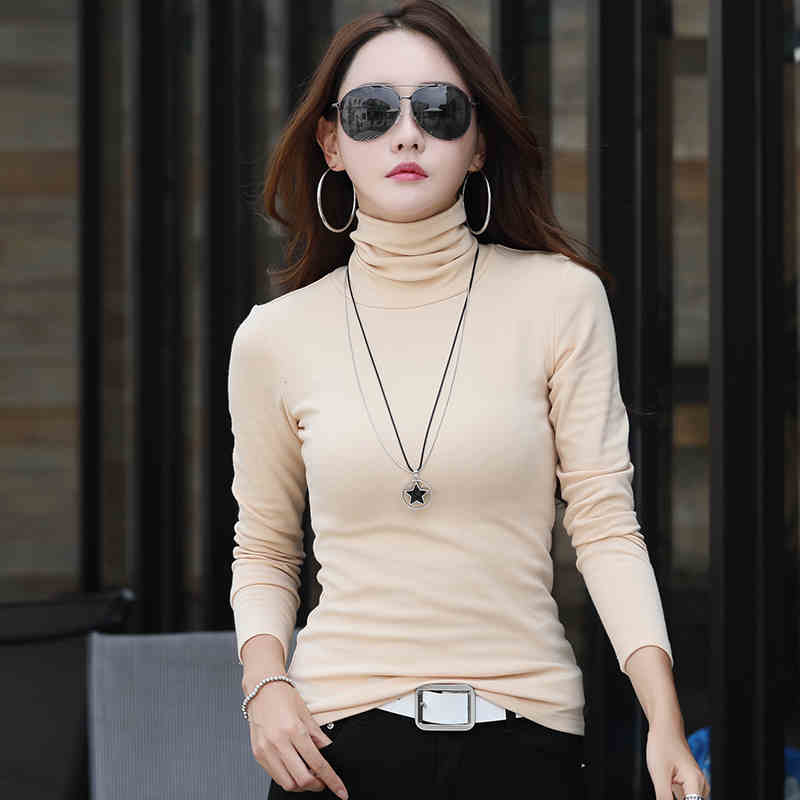 tshirt woman t shirt women long sleeve t-shirt turtleneck thermal t-shirts autumn spring fashion casual t shirts streetwear tops T200319