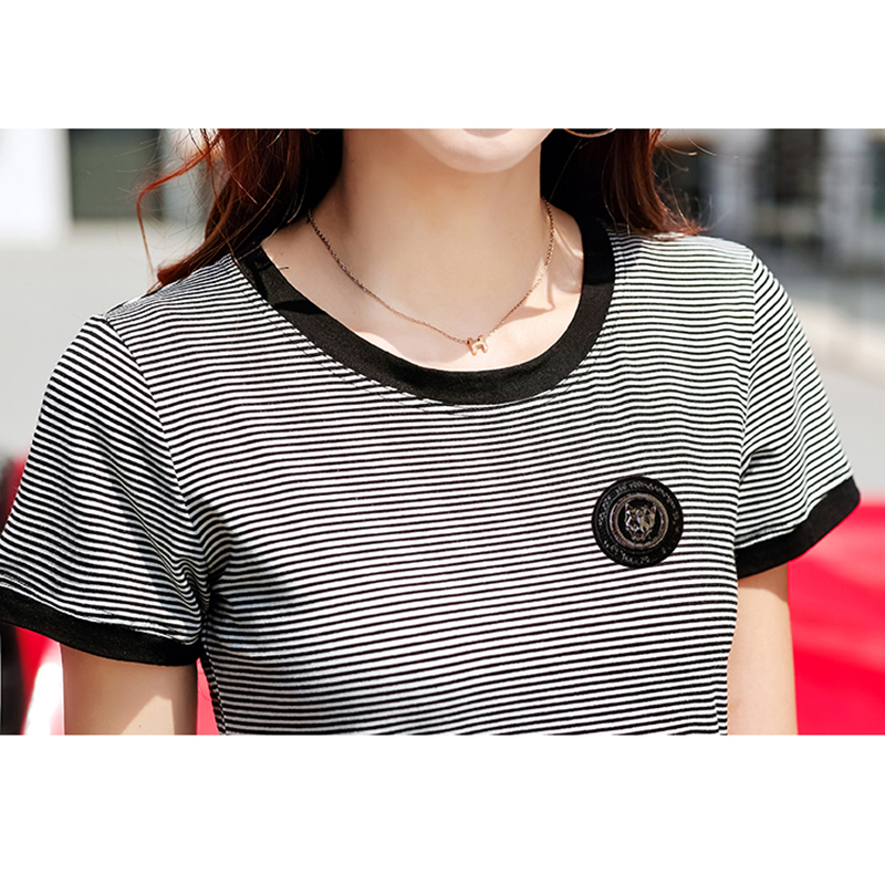 Shintimes Poleras Mujer Tshirt Femme Stripe Female T Shirt Women Cotton Slim TShirt Woman Summer Casual Camiseta Feminina T200614