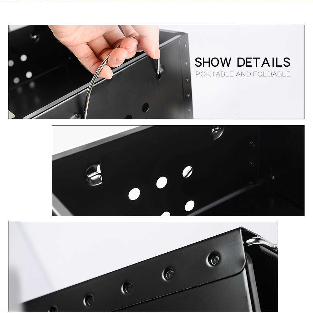 Portable Grill BBQ Foldable Charcoal Barbecue Grill Garden Outdoor Cooking Camping Hiking Picnic Travel Park 210724