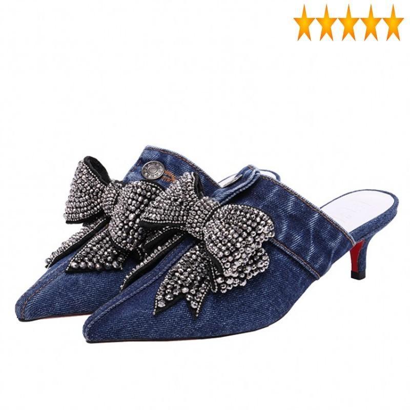 Sandals Street Women Summer Pointed Shoes Toe Fashion Rhinestones Bow Denim High Heel Female Blue Party Stiletto
Sandals Street Women Summer Pointed Shoes Toe Fashion Rhinestones Bow Denim High Heel Female Blue Party Stiletto