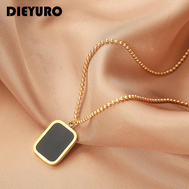Chains DIEYURO Stainless Steel Black Brand Round Chain Necklace Women Clavicle Simple Vibrato Manufacturer Customization, Silver
Chains DIEYURO Stainless Steel Black Brand Round Chain Necklace Women Clavicle Simple Vibrato Manufacturer Customization, Silver
