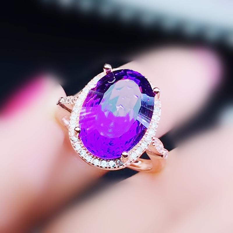 Cluster Rings Natural Real Amethyst Slim Ring Per Jewelry 10*14mm 6.5ct Oval Big Gemstone 925 Sterling Silver Fine J291803, Golden;silver
Cluster Rings Natural Real Amethyst Slim Ring Per Jewelry 10*14mm 6.5ct Oval Big Gemstone 925 Sterling Silver Fine J291803, Golden;silver