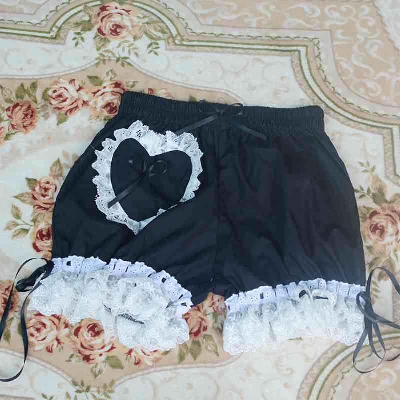 Sweet Women's Lolita Bloomer Elastic Waist Cosplay Shorts with Heart Shaped Pocket 210611