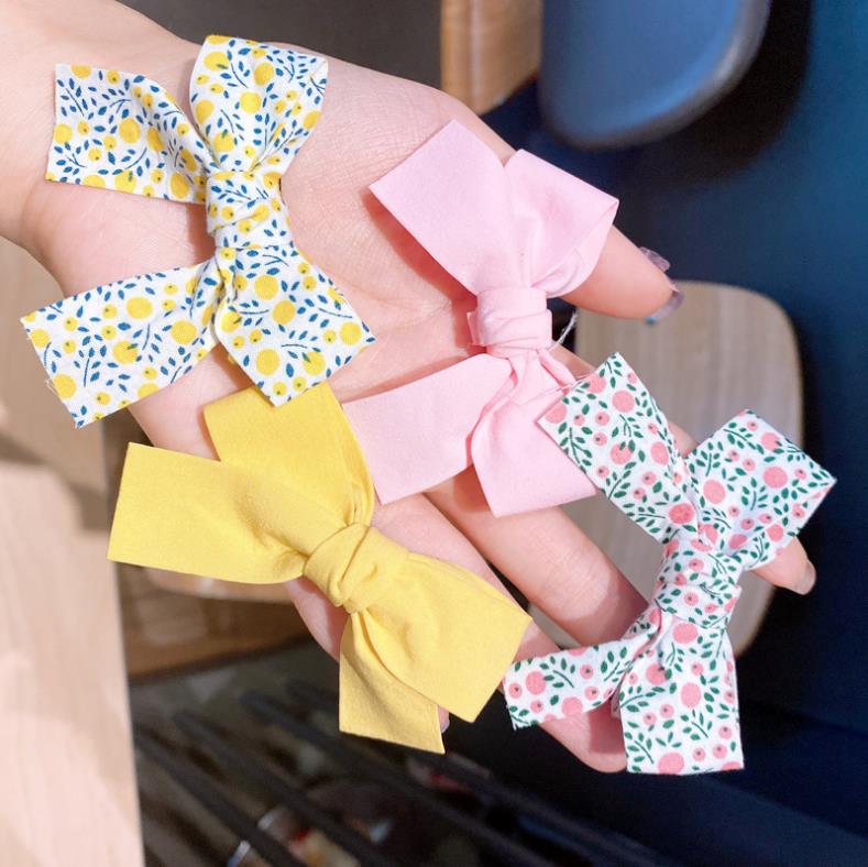 2 Pcs/Set Baby Girls Clip Flower Bowknot Hairpin Sweet Princess Barrettes Kid Hair Accessories 6 Color Optional BT6624