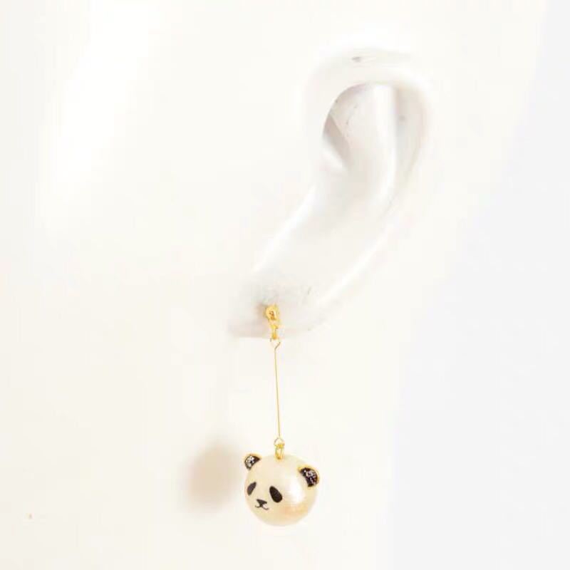 Girl Cute National Treasure Giant Panda Three-dimensional Pendant 925 Silver Needle Without Pierced Resin Ear Clip Stud Earrings