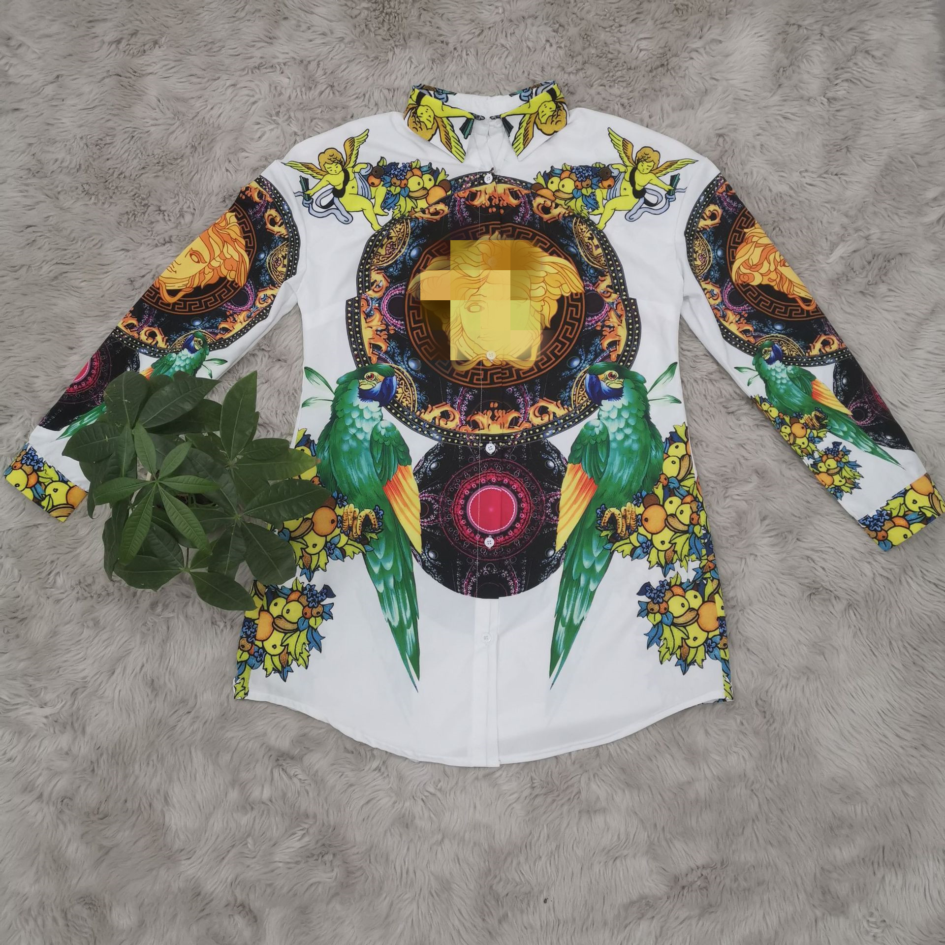 Blusas Mujer De Moda Long Sleeve Polo Neck Blouse Women Sring and Summer Fashion Print Kimono Casual Home Bouse Shirt Top 210225