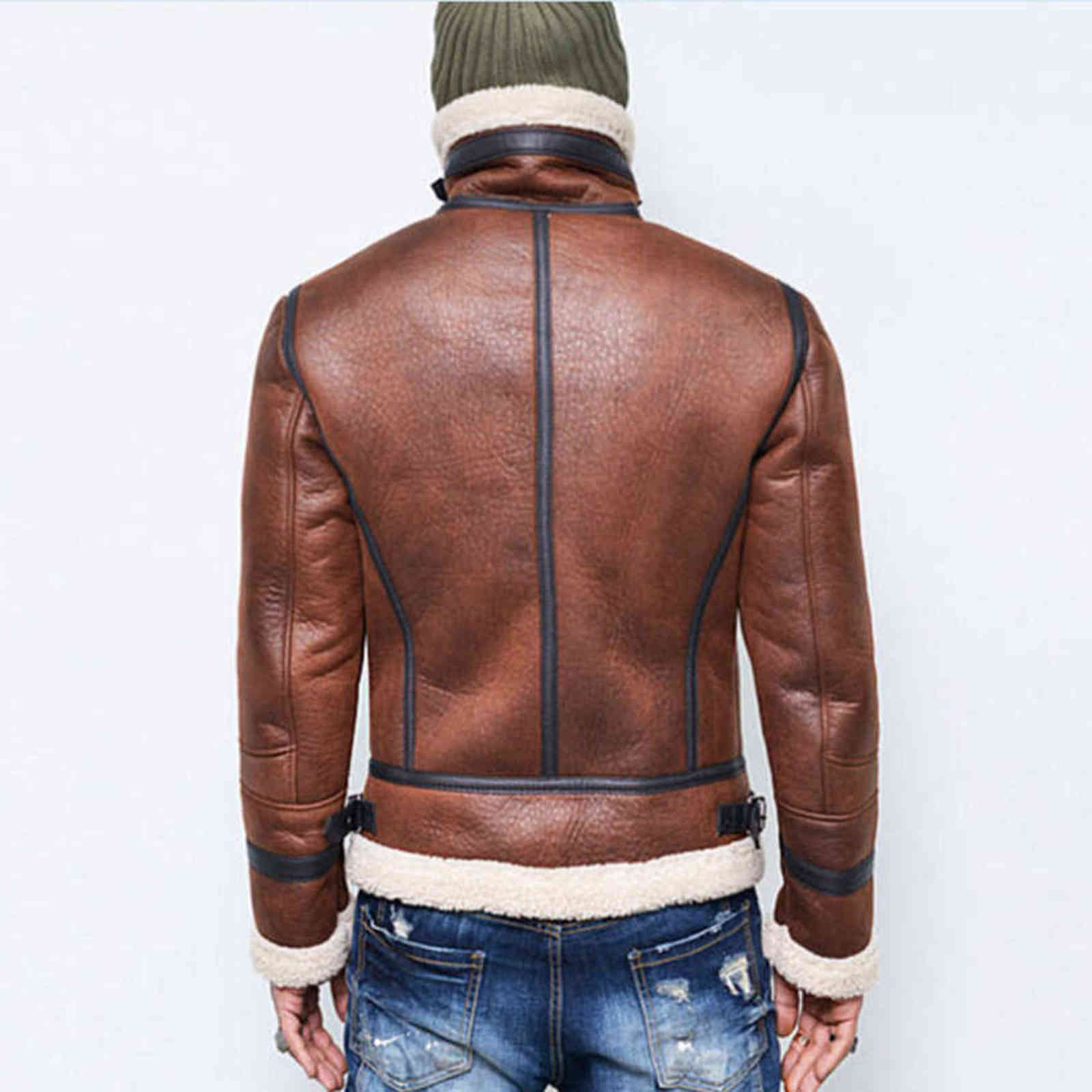 Winter Leather Jacket Mens Motorcycle Long-sleeve Vintage Faux PU Leather Coat Men Black Thicken Warm Coats Turn-down Collar 3XL 211111