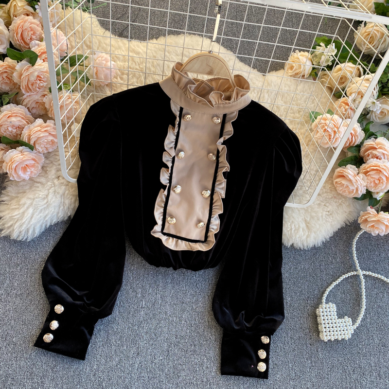 Veet Blouse For Women, Double Breasted Casual Spring Autumn Shirt