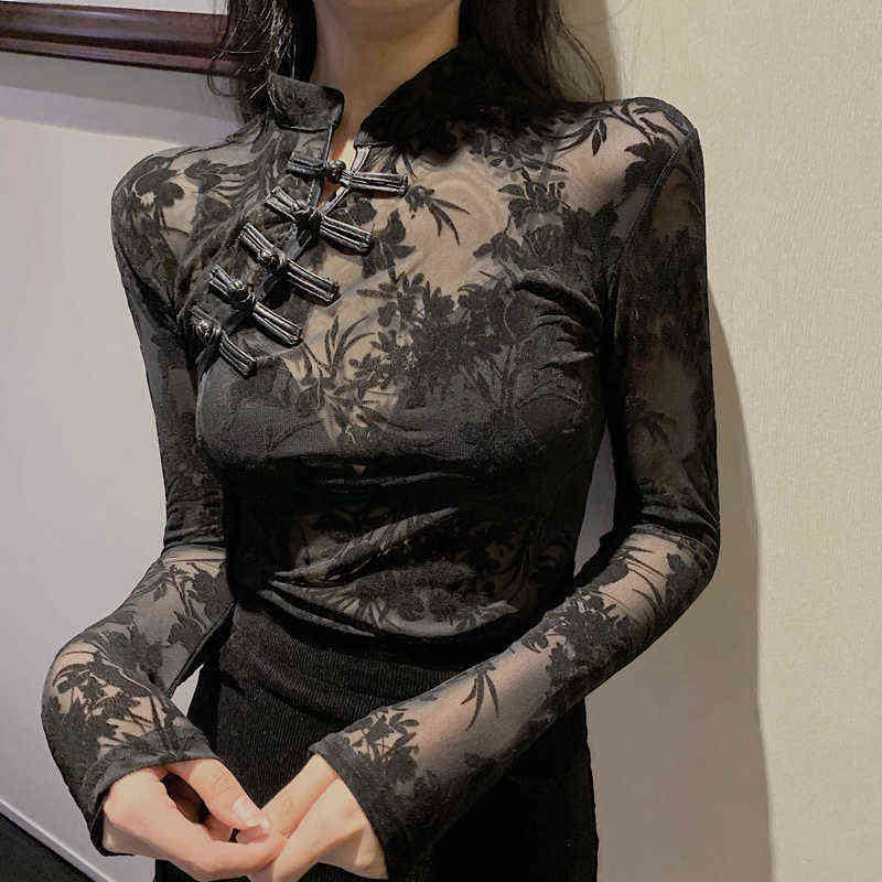 Girls Transparent Lace Blouses Shirts Tees Female Chinese Style Turtleneck Vintage Full Sleeve Black Blouses Tops For Women H1230
Girls Transparent Lace Blouses Shirts Tees Female Chinese Style Turtleneck Vintage Full Sleeve Black Blouses Tops For Women H1230