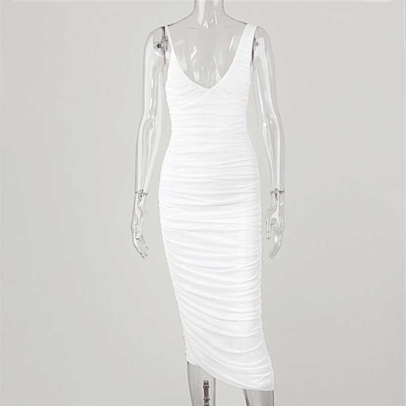 DEAT Women Slim iasymmetrical sexy V-neck sleeveless sling Dress Arrivals Lady backless Fashion Spring Summer 11D1098 210709