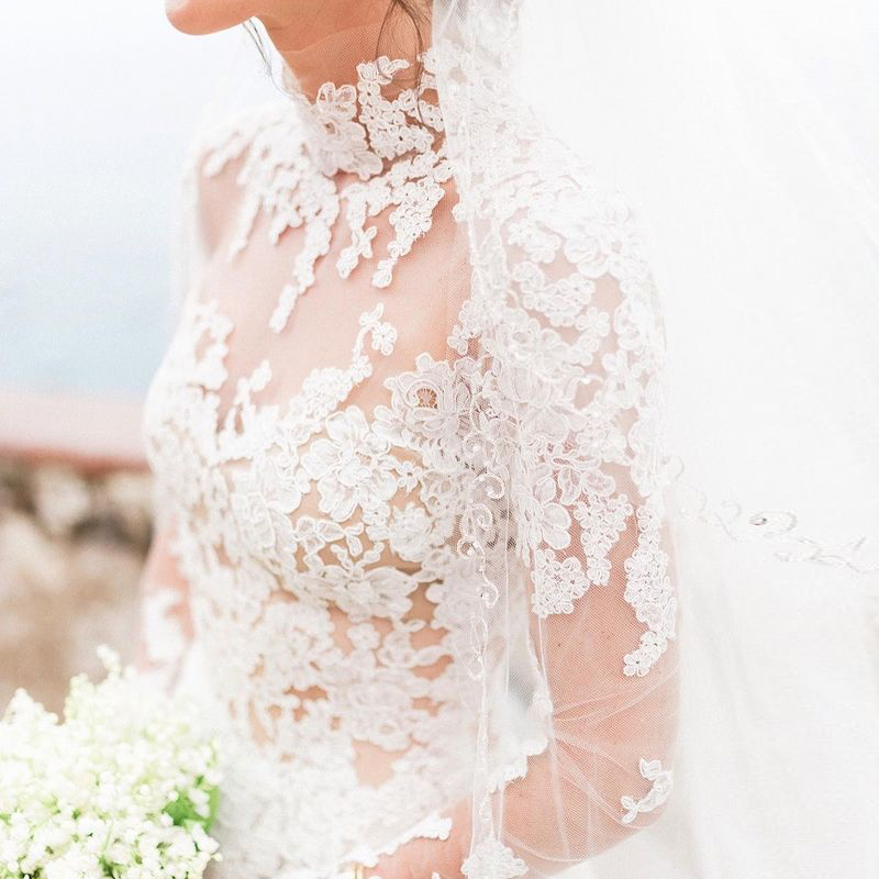 Sexy See Through Ivory Wedding Dresses High Neck Illusion Long Sleeve Appliques Floral Lace Country Boho Bridal Gowns Custom Made Beach