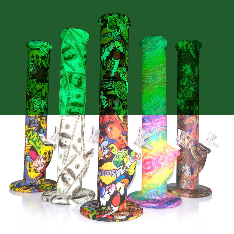 Glow in the dark Hookah Silicone Bongs Color Print Smoking Water Bong 14inch Straight Pipes With Glass Bowl
Glow in the dark Hookah Silicone Bongs Color Print Smoking Water Bong 14inch Straight Pipes With Glass Bowl