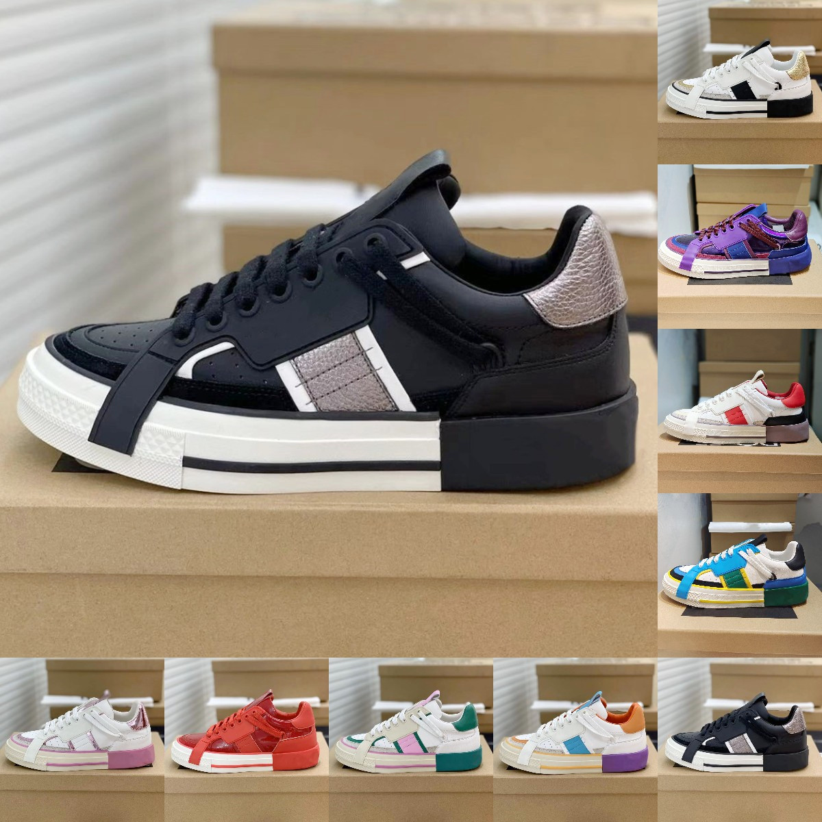 Top Quality Leather Patchwork Lovers Sports Shoes Designer Handsome Versatile Casual Shoes Platform Mesh Breathable Trainers Luxury Sneakers Men Women Board Shoe, Color4
Top Quality Leather Patchwork Lovers Sports Shoes Designer Handsome Versatile Casual Shoes Platform Mesh Breathable Trainers Luxury Sneakers Men Women Board Shoe, Color4