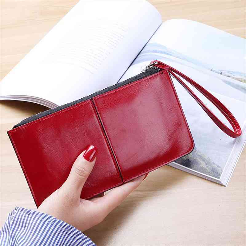 vintage women oil wax leather zipper clutch wallet female purse ladies multi function simple coin, Red;black
vintage women oil wax leather zipper clutch wallet female purse ladies multi function simple coin, Red;black