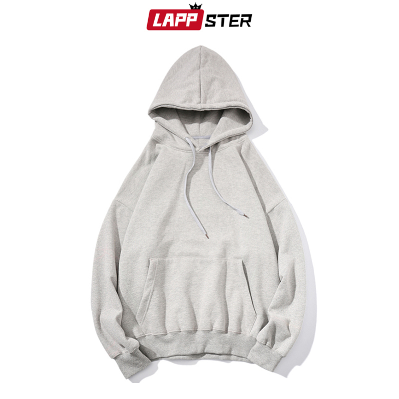 LAPPSTER Men Solid Hooded Hoodies Autumn Women Hip Hop Korean Fashions Sweatshirts Casual Hip Hop Couple Hoodie Plus Size 201020