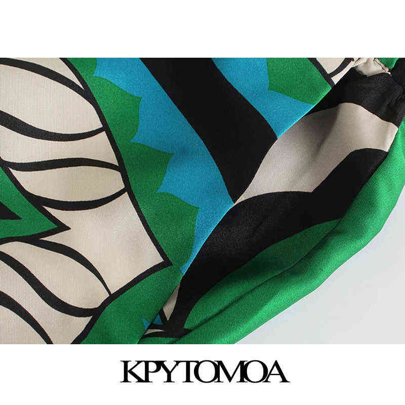 KPYTOMOA Women Fashion Side Pockets Print Wide Leg Pants Vintage High Elastic Waist Drawstring Female Ankle Trousers Mujer 211115