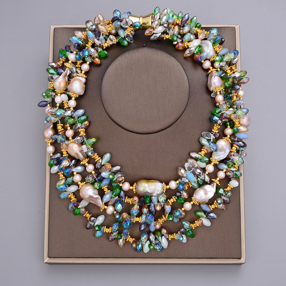 GuaiGuai Jewelry 4 Strands 25MM Natural Purple Keshi Baroque Pearl Colorful Crystal Necklace Handmade For Women Real Gems Stone Lady Fashion Jewellery
GuaiGuai Jewelry 4 Strands 25MM Natural Purple Keshi Baroque Pearl Colorful Crystal Necklace Handmade For Women Real Gems Stone Lady Fashion Jewellery