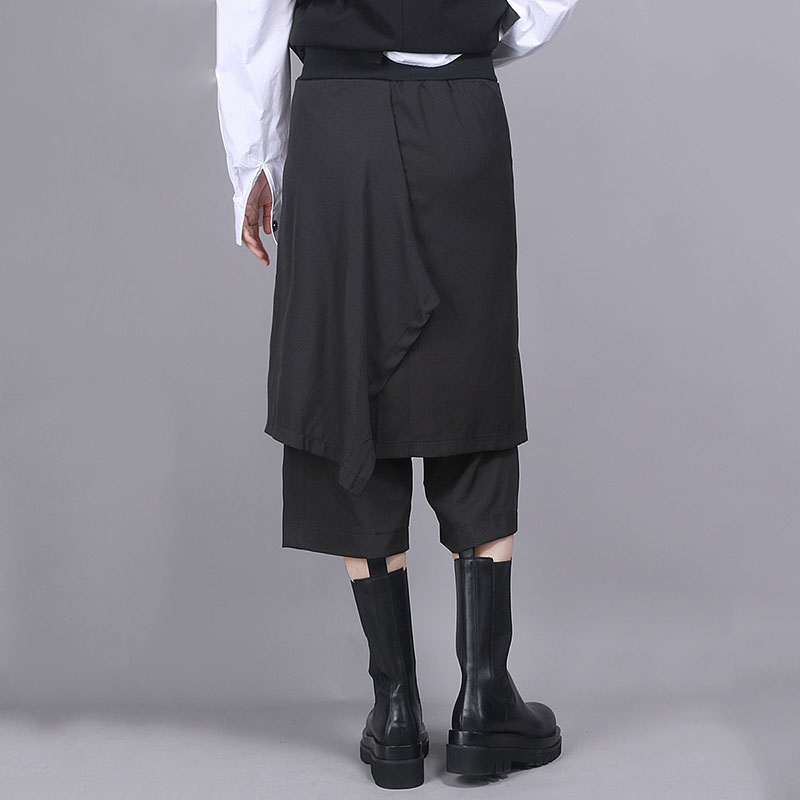EAM High Elastic Waist Black Split Joint Harem Trousers New Loose Fit Pant Fashion Spring Autumn 1R855 201012